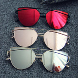 TSHING Classic Fashion New Women Clear Lens Cat Eye Sunglasses Ladies Mirror Cateye Sun Glasses For Female