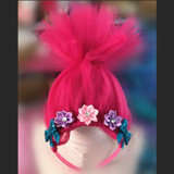 Troll Poppy Tutu Dress Baby Girl Tulle Princess Dress Kids Halloween Cosplay Costume Girl Festival Birthday Party Cartoon Dress