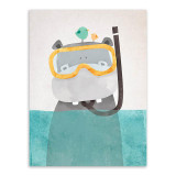 Triptych Modern Nordic Kawaii Animals Bear Hippo Penguins Poster Print Wall Art Picture Canvas Painting Kids Room Decor No Frame