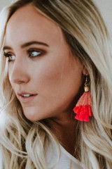 Triple Threat Fringe Earrings - Pink Combo