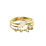 TRIPLE RING SET WITH OPAL AND CZ STONES