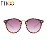 TRIOO Vintage Round Sunglasses Women Fashion Designer Eyewear UV400 Gradient Female Retro Sun Glasses Brand Points Sun Women