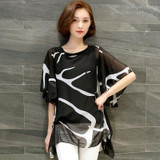 Tribal Print Blouses 2017 New Summer Style 5XL Pluse Size Women Clothing Short Sleeve Chiffon Blouse Ladies Tops Blusa Feminino