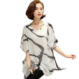 Tribal Print Blouses 2017 New Summer Style 5XL Pluse Size Women Clothing Short Sleeve Chiffon Blouse Ladies Tops Blusa Feminino