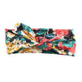 Flower print women headband Elastic Turban Twisted Knotted Headband Ethnic Floral Wide Stretch head Band Hair Accessories