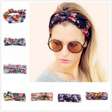Flower print women headband Elastic Turban Twisted Knotted Headband Ethnic Floral Wide Stretch head Band Hair Accessories