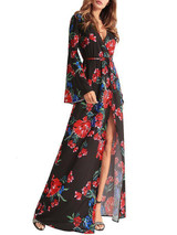 Floral Asymmetric Split-side Maxi Dress