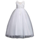 Floor Length Princess Flower Girl Dresses 2018 Applique Tulle Girls Pageant Dress First Communion Dresses Party Gown