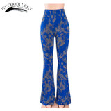 Flare Trousers For Women Bell Bottom Pants Printed High Wasit Women's Pants 2017 Summer Slim Body Wide Leg Pants Long Trousers