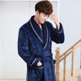Flannel robe male winter thickening long male design coral fleece sleepwear plus size autumn and winter robe bathrobes