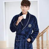 Flannel robe male winter thickening long male design coral fleece sleepwear plus size autumn and winter robe bathrobes