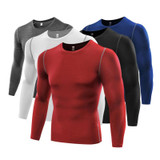 Fitness Men Long Sleeve Shirt Tops Clothes Thermal Muscle Bodybuilding Compression Tights Base Layer Tops