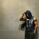 Fitness Men Bodybuilding Sleeveless Muscle Hoodies Workout Clothes Casual Cotton Tops Hooded Tank Tops
