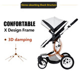 High quality 3 in 1baby Stroller Leather Baby Pram baby strollers 3 In 1 For newborn baby 0- 3 years send gifts