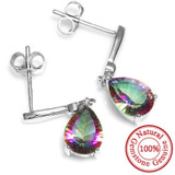 High Quality 2ct Water Drop Genuine Rainbow Fire Mystic Topaz Drop Earrings 925 Sterling Silver For Women New  Gem stone Jewelry