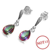 High Quality 2ct Water Drop Genuine Rainbow Fire Mystic Topaz Drop Earrings 925 Sterling Silver For Women New  Gem stone Jewelry