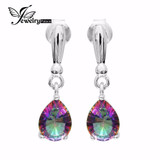 High Quality 2ct Water Drop Genuine Rainbow Fire Mystic Topaz Drop Earrings 925 Sterling Silver For Women New  Gem stone Jewelry