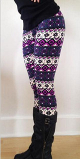 High Quality 2017 Comfortable Women girl casual Winter Christmas Snowflake Knitted Elastic printed Leggings Fitness Cotton Pants