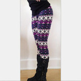 High Quality 2017 Comfortable Women girl casual Winter Christmas Snowflake Knitted Elastic printed Leggings Fitness Cotton Pants