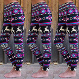 High Quality 2016 Cozy Women Winter Christmas Reindeer Snowflake Striped Knitted Elastic printed Leggings Xmas Fitness Pants