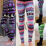 High Quality 2016 Cozy Women Winter Christmas Reindeer Snowflake Striped Knitted Elastic printed Leggings Xmas Fitness Pants