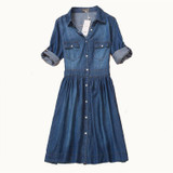 high quality 2016 denim dress summer autumn clothing plus size women Jeans dress elegant slim cowboy casual Dresses vestidos