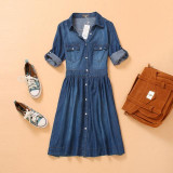 high quality 2016 denim dress summer autumn clothing plus size women Jeans dress elegant slim cowboy casual Dresses vestidos