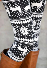 High Quality 2016 Comfortable Women girl casual Winter Christmas Snowflake Knitted Elastic printed Leggings Fitness Cotton Pants