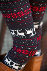 High Quality 2016 Comfortable Women girl casual Winter Christmas Snowflake Knitted Elastic printed Leggings Fitness Cotton Pants