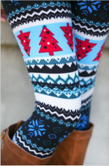 High Quality 2016 Comfortable Women girl casual Winter Christmas Snowflake Knitted Elastic printed Leggings Fitness Cotton Pants
