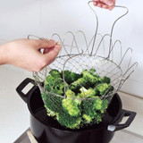 High Quality 1Pc Foldable Fry Basket Steam Rinse Strain magic basket mesh basket Strainer Net Kitchen Cooking Tool