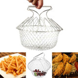 High Quality 1Pc Foldable Fry Basket Steam Rinse Strain magic basket mesh basket Strainer Net Kitchen Cooking Tool