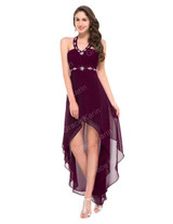 High Low Cocktail Dresses 2017 Grace Karin V Neck Black Blue Formal Gowns Short Front Long Back Robe de Cocktail Party Dresses