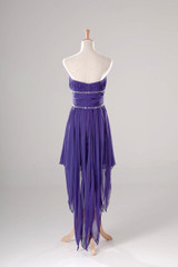 High Low Cocktail Dress Purple 2017 Strapless Beaded Party Dress Short Front Long Back Gowns