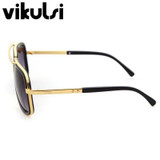 High Fashion Square Mens Sunglasses Brand Designer Unisex Gold Metal Frame Male Eyewear Quality Gradient Sun Glasses For Women