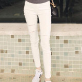 High Elastic Imitate Jeans Women Knee Skinny Pencil Pants Slim Ripped Jeans For Women Black Ripped Jeans