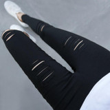 High Elastic Imitate Jeans Women Knee Skinny Pencil Pants Slim Ripped Jeans For Women Black Ripped Jeans High Elastic Imitate Jeans Women Knee Skinny Pencil Pants Slim Ripped Jeans For Women Black Ripped Jeans