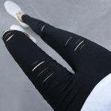 High Elastic Imitate Jeans Women Knee Skinny Pencil Pants Slim Ripped Jeans For Women Black Ripped Jeans High Elastic Imitate Jeans Women Knee Skinny Pencil Pants Slim Ripped Jeans For Women Black Ripped Jeans