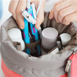 High Capacity Barrel Shaped Travel Women Brand Cosmetic Bags Nylon Organizer Toiletry Makeup Bags For Women Ladies Box Neceser