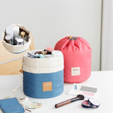 High Capacity Barrel Shaped Travel Women Brand Cosmetic Bags Nylon Organizer Toiletry Makeup Bags For Women Ladies Box Neceser