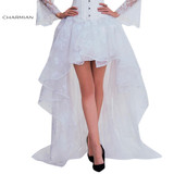 Charmian Women's Steampunk Gothic Vintage Skirt Floor Length Sexy Wedding Party High Low Black Floral Lace Skirt