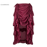 Charmian Women's Plus Size Victorian Gothic Steampunk Skirt Sexy Summer Party Black Ruffles Vintage High Waist High Low Skirt
