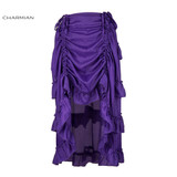 Charmian Women's Plus Size Victorian Gothic Steampunk Skirt Sexy Summer Party Black Ruffles Vintage High Waist High Low Skirt