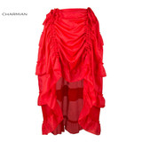 Charmian Women's Plus Size Victorian Gothic Steampunk Skirt Sexy Summer Party Black Ruffles Vintage High Waist High Low Skirt