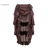 Charmian Women's Plus Size Victorian Gothic Steampunk Skirt Sexy Summer Party Black Ruffles Vintage High Waist High Low Skirt