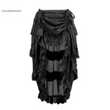 Charmian Women's Victorian Gothic Steampunk Skirt Sexy Party Black Ruffles Vintage High Low Skirt