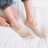 CharmDemon Women Summer Cotton Lace Antiskid Invisible Liner Low Cut Socks fe23