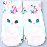 CharmDemon New Cute 3D Socks Beauty Short Women Socks Printed Funny Socks Womens Cotton Sock jr6