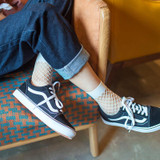 CHAOZHU Summer Women Sexy Grid Socks Short Fishnet Socks White Hollow Lattice Geometry Black Breathable Socks Female