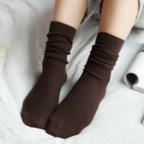 CHAOZHU Japanese High School Girls High Socks Loose Solid Colors Double Needles Knitting Cotton Long Socks Women